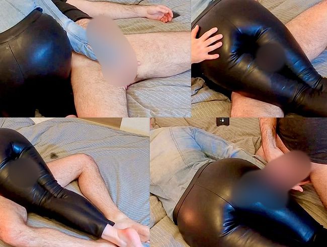 Schenkelfi** in der Lederleggings - wi**s mir auf den Lederhosenars**