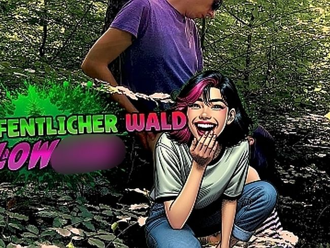 Voll ins Gesicht gerotzt! Öffentlicher Wald bl*wjob mit sper*awalk!